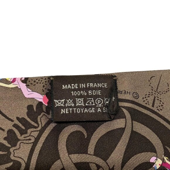 Auth HERMES Twilly - Dark Brown Yellow Multi Scarf - Picture 4 of 5